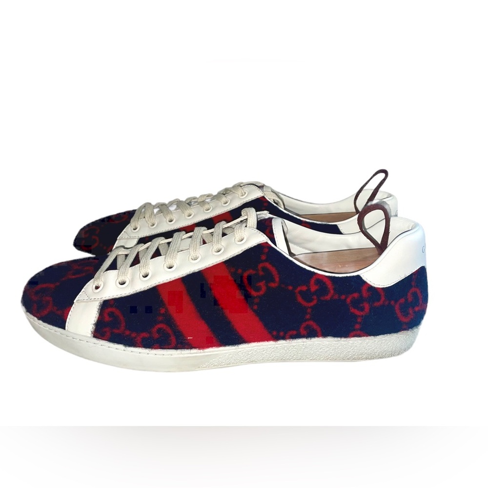 🔥🔥GUCCI ACE GG WOOL LOW TOP SNEAKERS SIZE 11 / BLUE & RED!
